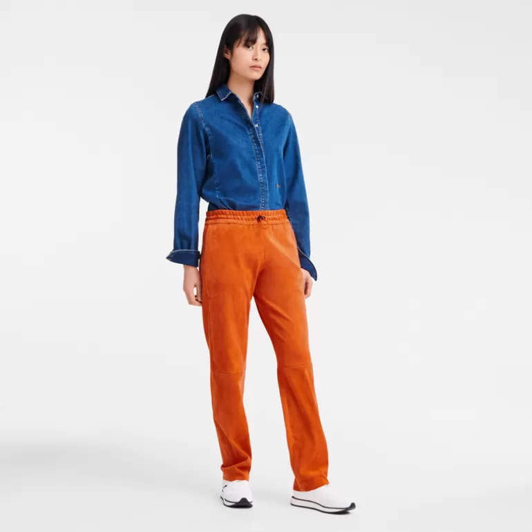 Longchamp Leather straight pants^Women Trousers & Shorts